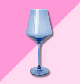 Estelle Colored Glass Cobalt Blue Stemmed Wine Glass