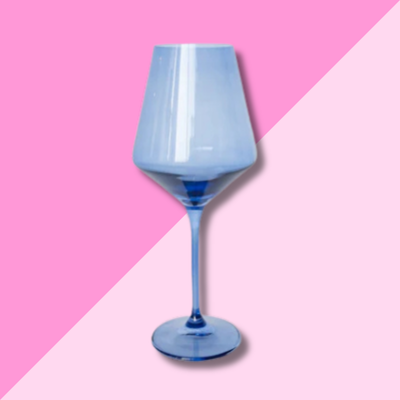 Estelle Colored Glass Cobalt Blue Stemmed Wine Glass