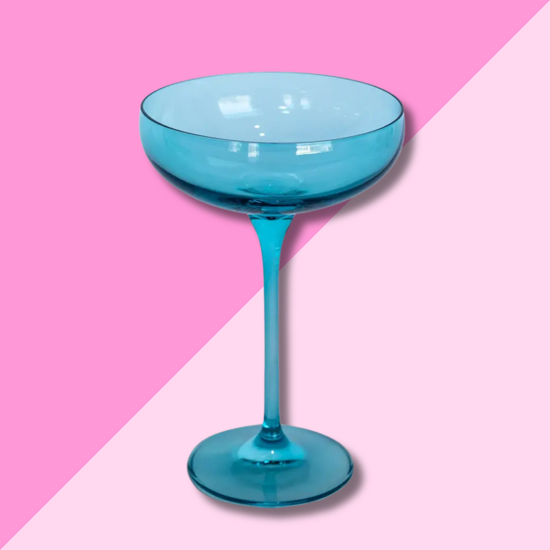 Estelle Colored Glass Ocean Blue  Champagne Coupe