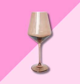 Estelle Colored Glass Amber Smoke Stemmed Wine Glass