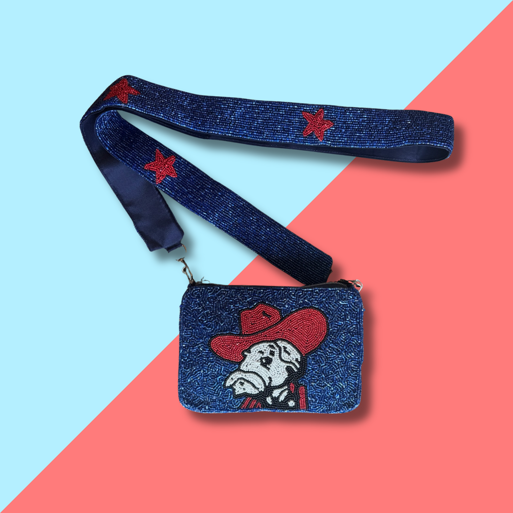 Colonel Stadium Approved Crossbody Beaded Purse - Navy