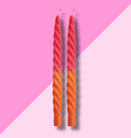 Swirl Taper Candles S/2 - Fuchsia