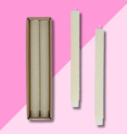 Hobnail Pillar Taper Candles S/2 - Cream