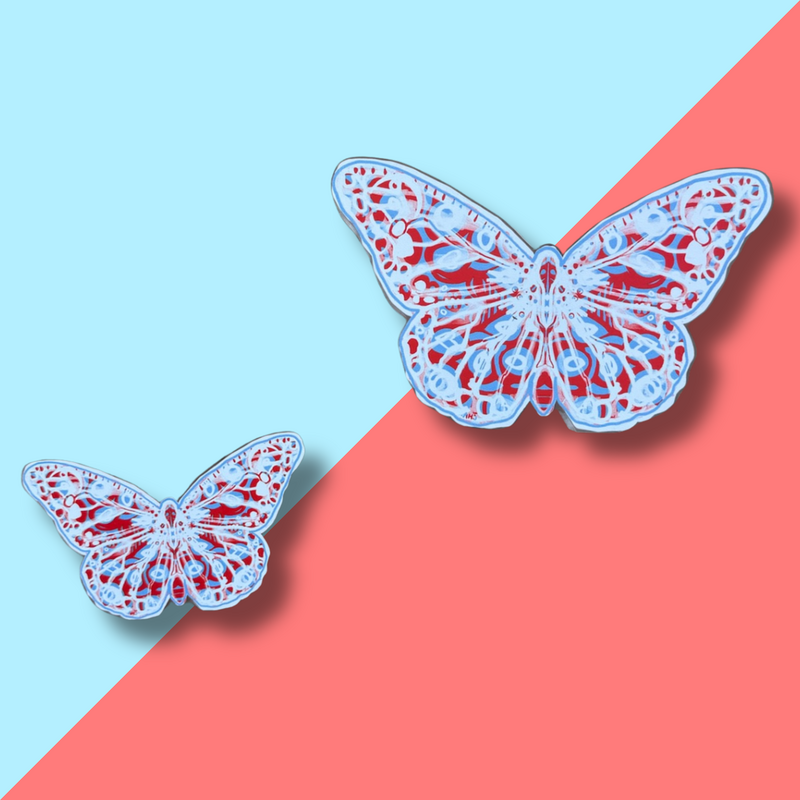 Large Red and Blue Acrylic Butterfly