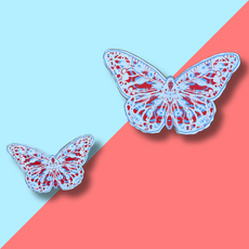Small Red and Blue Acrylic Butterfly