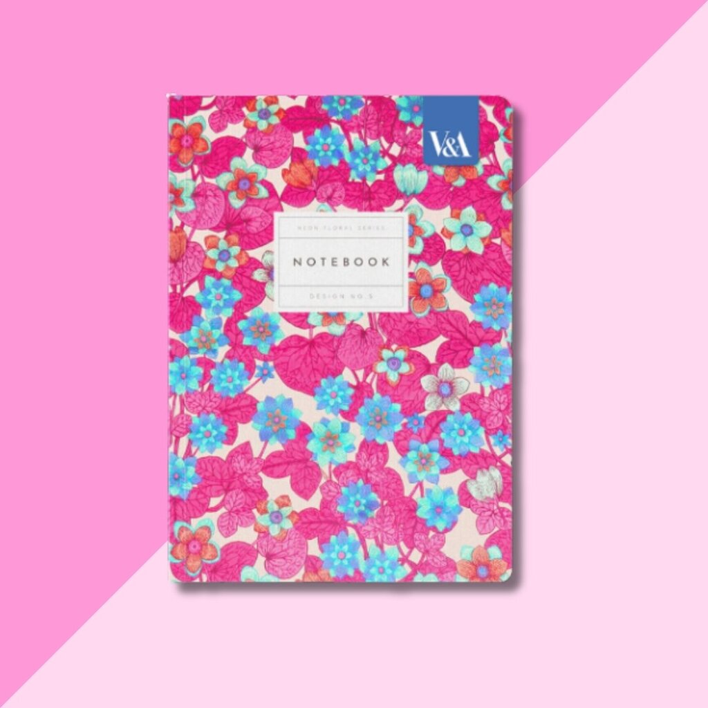 Neon Floral Pink and Blue Notebook