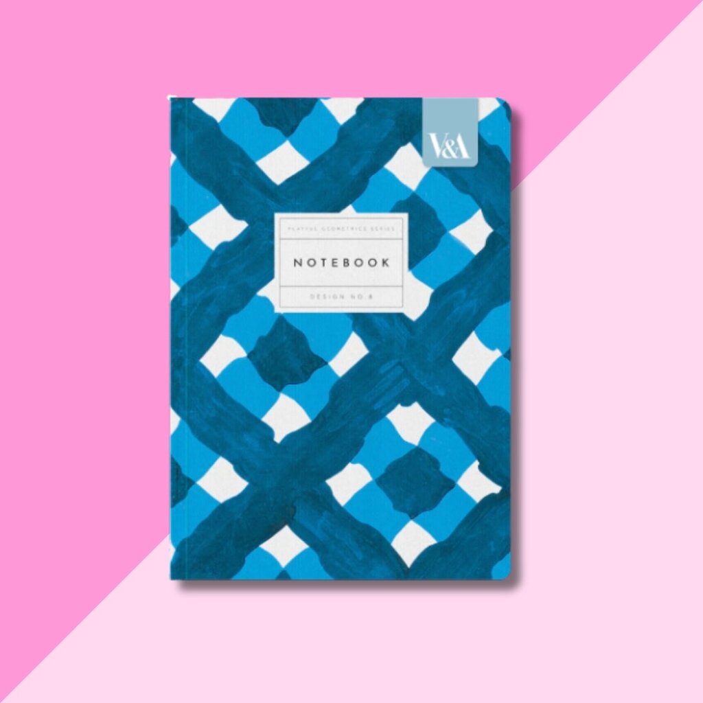 Playful Geometrics Blue Plaid Paperback Notebook