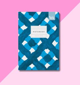 Playful Geometrics Blue Plaid Paperback Notebook