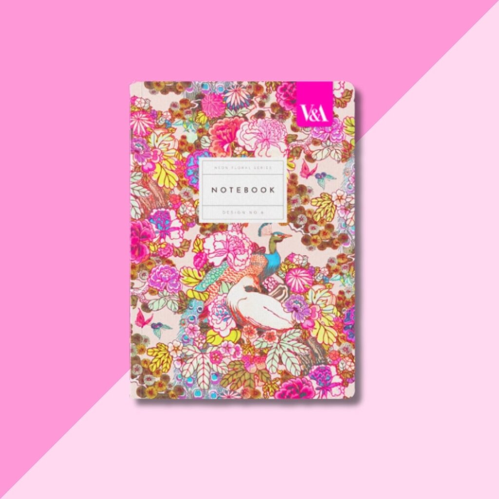 Neon Floral Peacock Pink Paperback Notebook