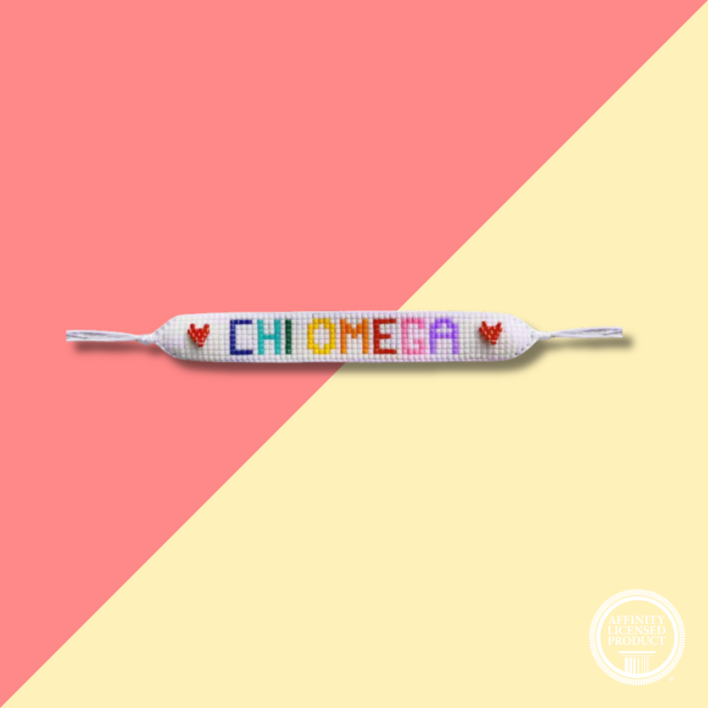 Over The Moon CHI O Rainbow Letters Beaded Bracelet