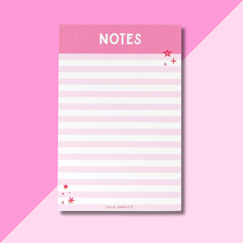 Pink Striped Notepad 4x6