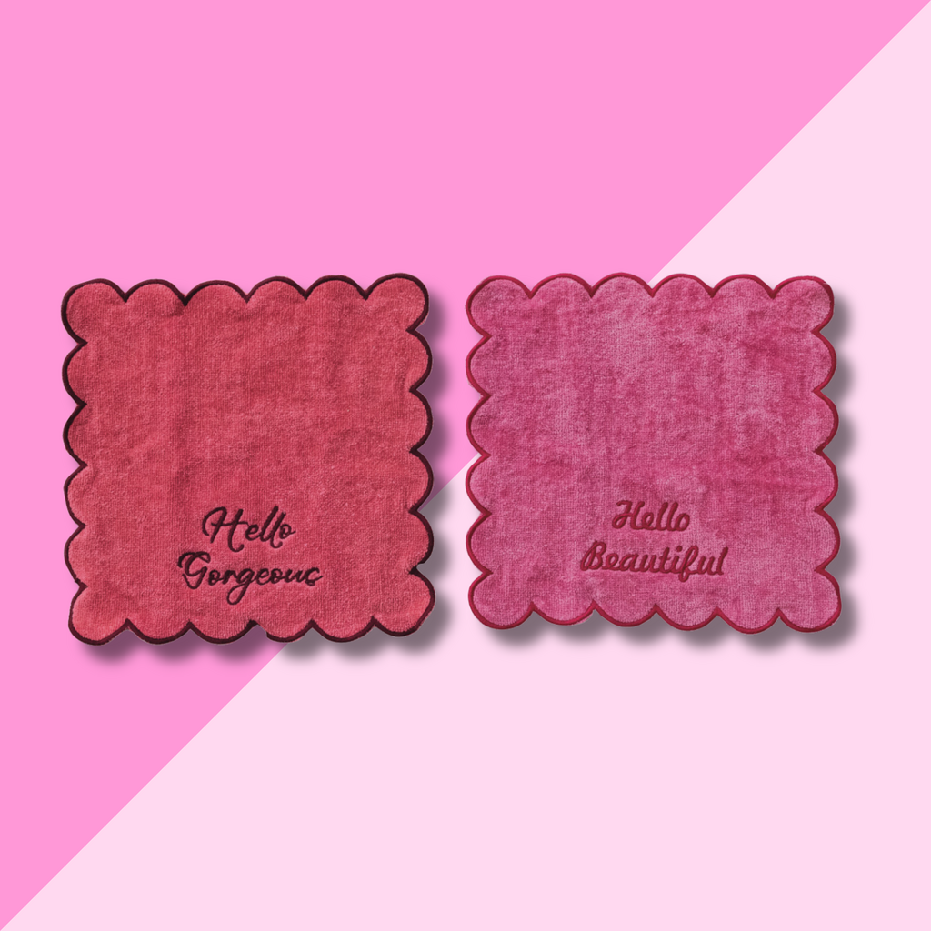 Embroidered Cotton Terry Washcloths - Set of 2