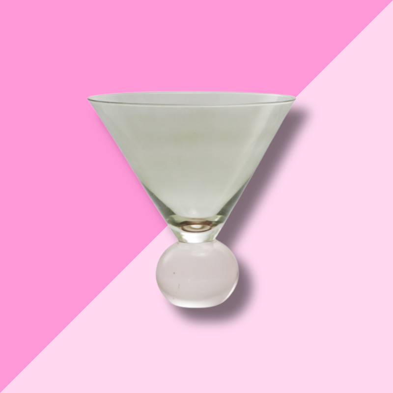 Ball Stem Martini Glass - Green & Pink