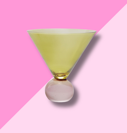 Ball Stem Martini Glass - Yellow & Pink