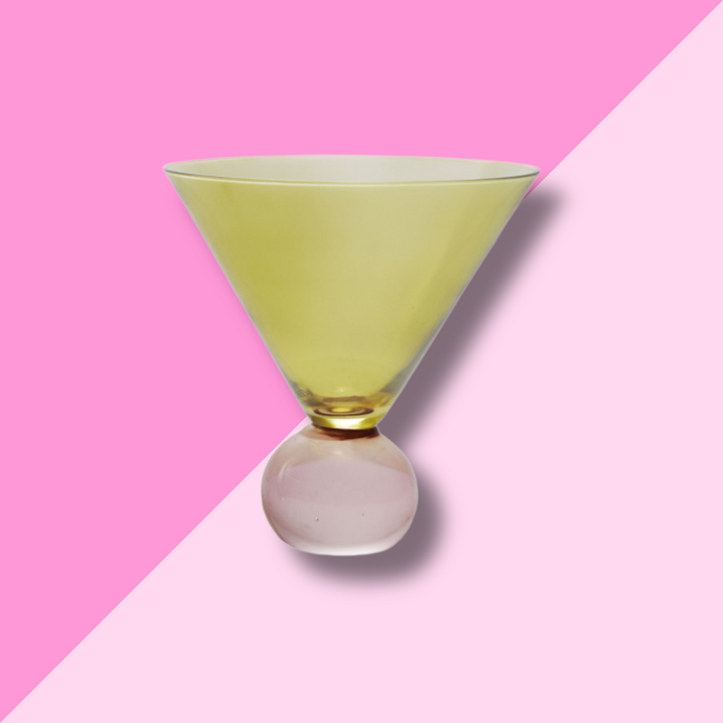 Ball Stem Martini Glass - Yellow & Pink