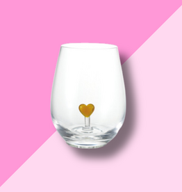 Yellow Heart Stemless Wine Glass