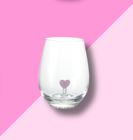 Pink Heart Stemless Wine Glass