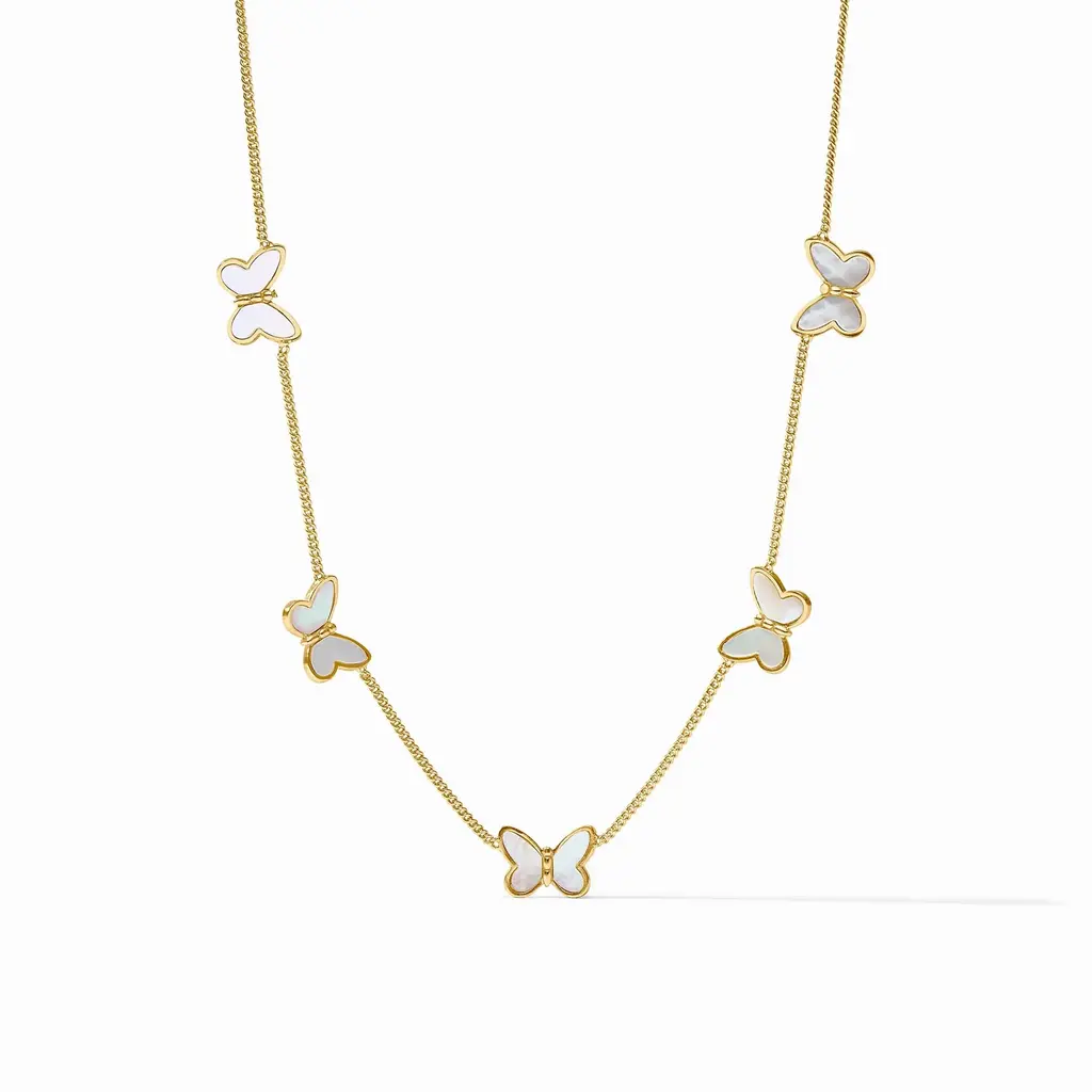 Julie Vos Papillon Delicate Station Necklace - Mother of Pearl