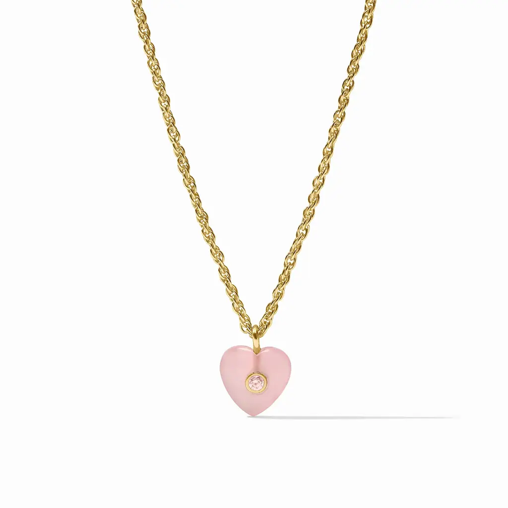 Julie Vos Heart Delicate Necklace - Pink Quartz