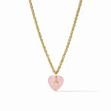 Julie Vos Heart Delicate Necklace - Pink Quartz
