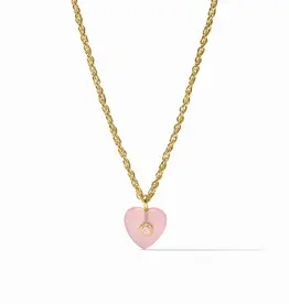 Julie Vos Heart Delicate Necklace - Pink Quartz