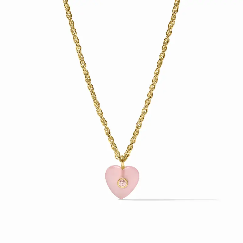 Julie Vos Heart Delicate Necklace - Pink Quartz