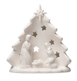 Stoneware Holy Family w/ Tree