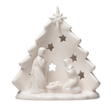 Stoneware Holy Family w/ Tree