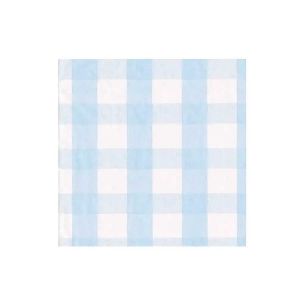 Gingham Light Blue Cocktail Napkin