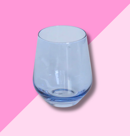 Estelle Colored Glass Cobalt Blue Stemless Wine Glass
