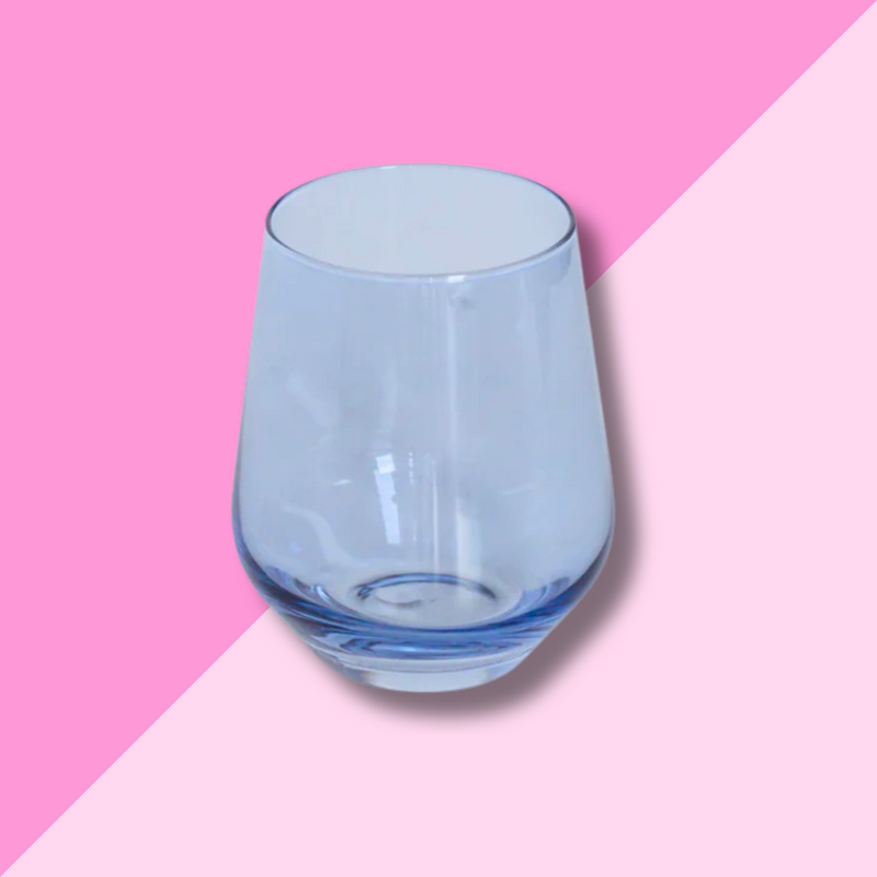 Estelle Colored Glass Cobalt Blue Stemless Wine Glass