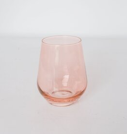 Estelle Colored Glass Coral Peach Pink Stemless Wine Glass