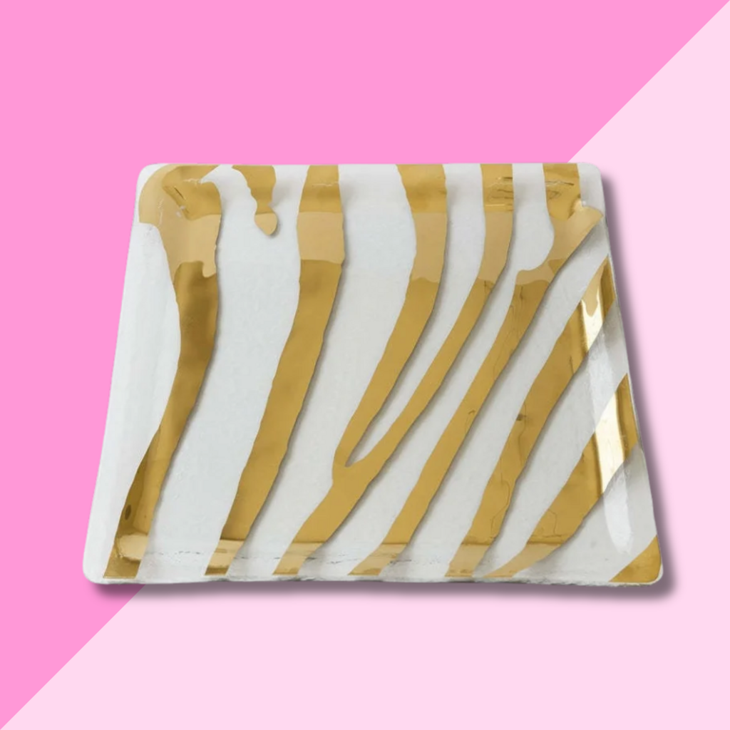 Annie Glass ZB203G Zebra Square Platter