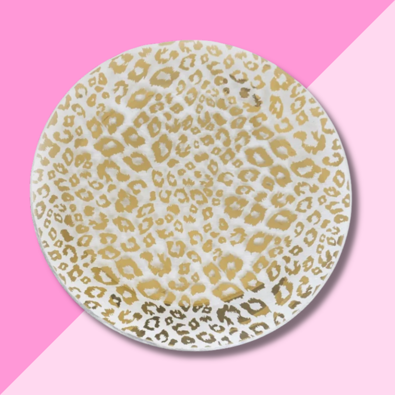 Annie Glass Round Plate - Cheetah