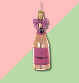 Champagne With Pink Bow Ornament
