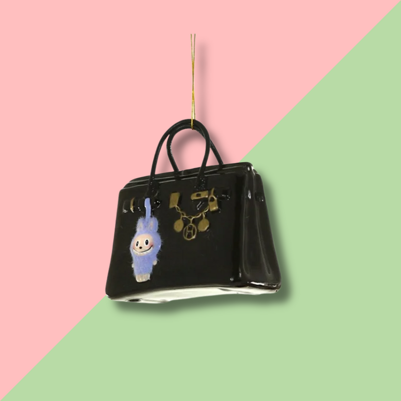 Black Luxe Bag With Monster Ornament