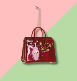 Red Luxe Bag With Monster Ornament