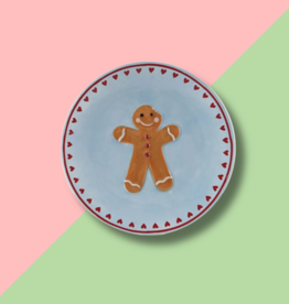 Hand-Painted Gingerbread Plate Blue