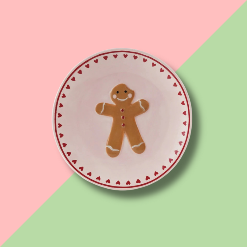 Hand-Painted Gingerbread Plate Pink