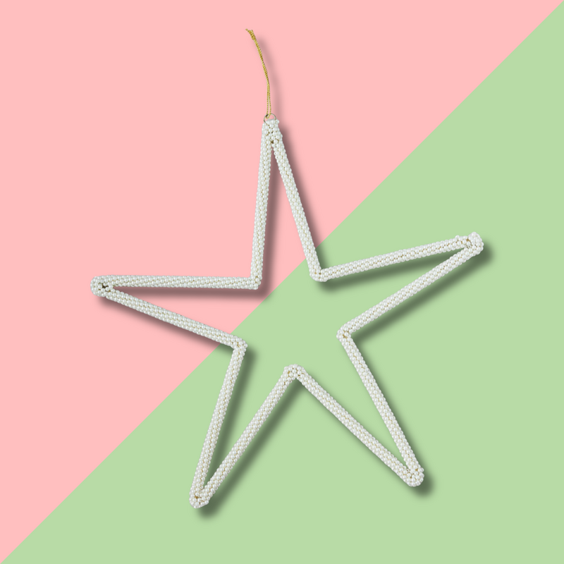 Giant Faux Pearl Beaded Star Ornament