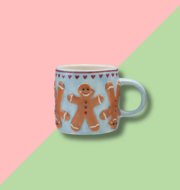 Hand-Painted Gingerbread Mug Blue