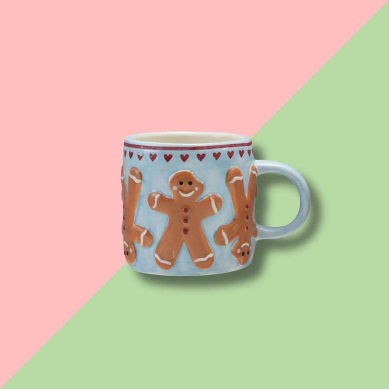 Hand-Painted Gingerbread Mug Blue