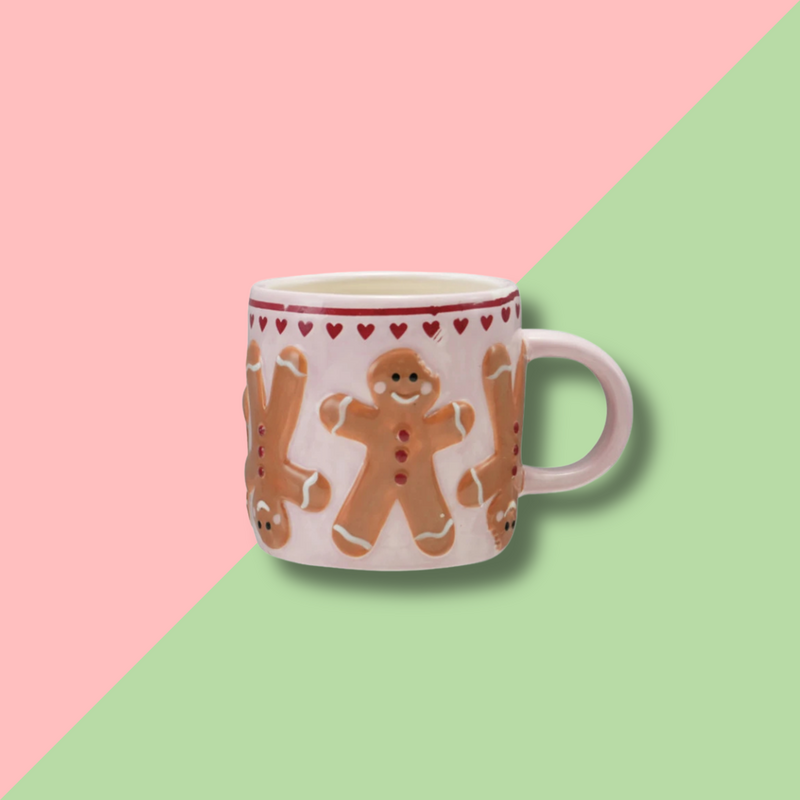 Hand-Painted Gingerbread Mug Pink