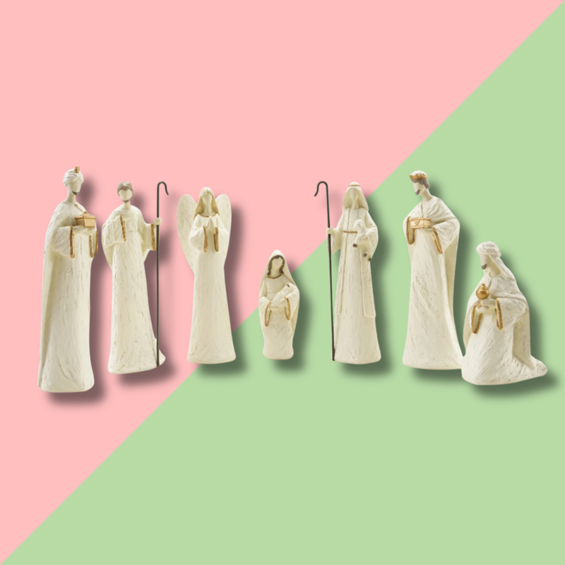 Cream Resin Nativity SET of 7
