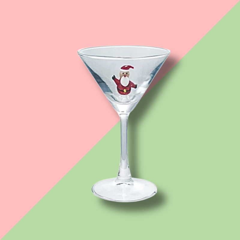 Martini Glass Santa Holiday Icon Inside