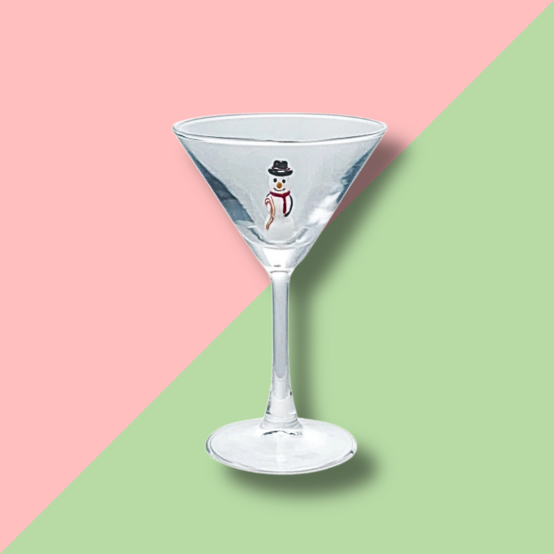 Martini Glass Snowman Holiday Icon Inside