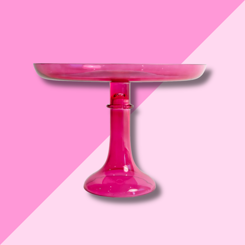 Estelle Colored Glass Fuchsia Cake Stand