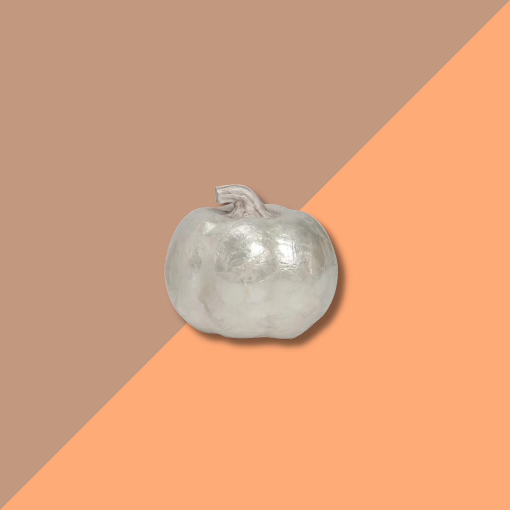 4" Small Capiz Pumpkin - White