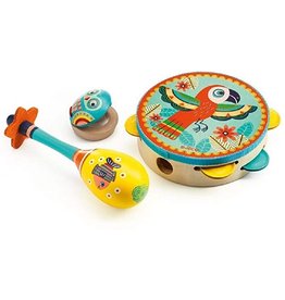 DJECO Animambo 3 Pc Set: Tambourine-Maracas-Castanet