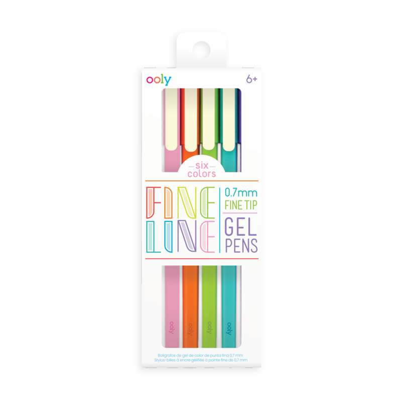 Fine Line Colored Gel Pens Set of 6 - BrainyZoo Toys